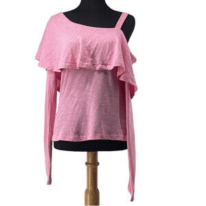 Anthropologie one shoulder top Barbie pink summer cotton sz sm NWT